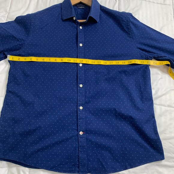 Tommy Hilfiger Men’s XL Blue Long Sleeve Shirt – Micro Red & White Pattern - Picture 6 of 12